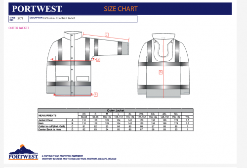 Jacheta Hi-Vis contrast 4-in-1, galben/navy, regular, Traffic, Portwest
